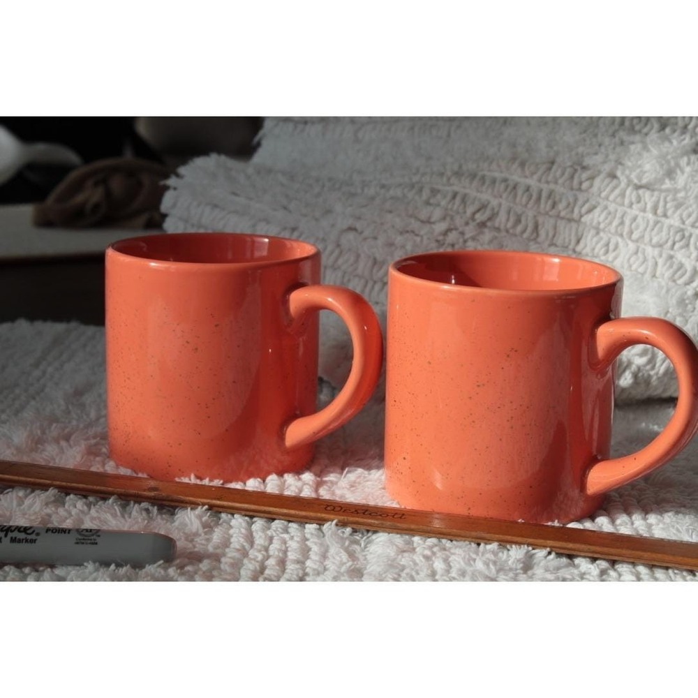 MS‎ Design RF Studio Orange Speckled Ceramic Coffee Mugs Set of 2